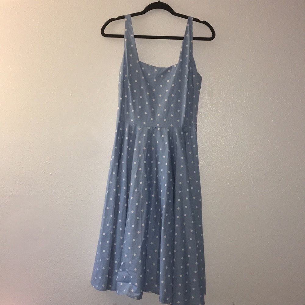 Blue Polka Dot Retro Vintage Swing Summer Dress